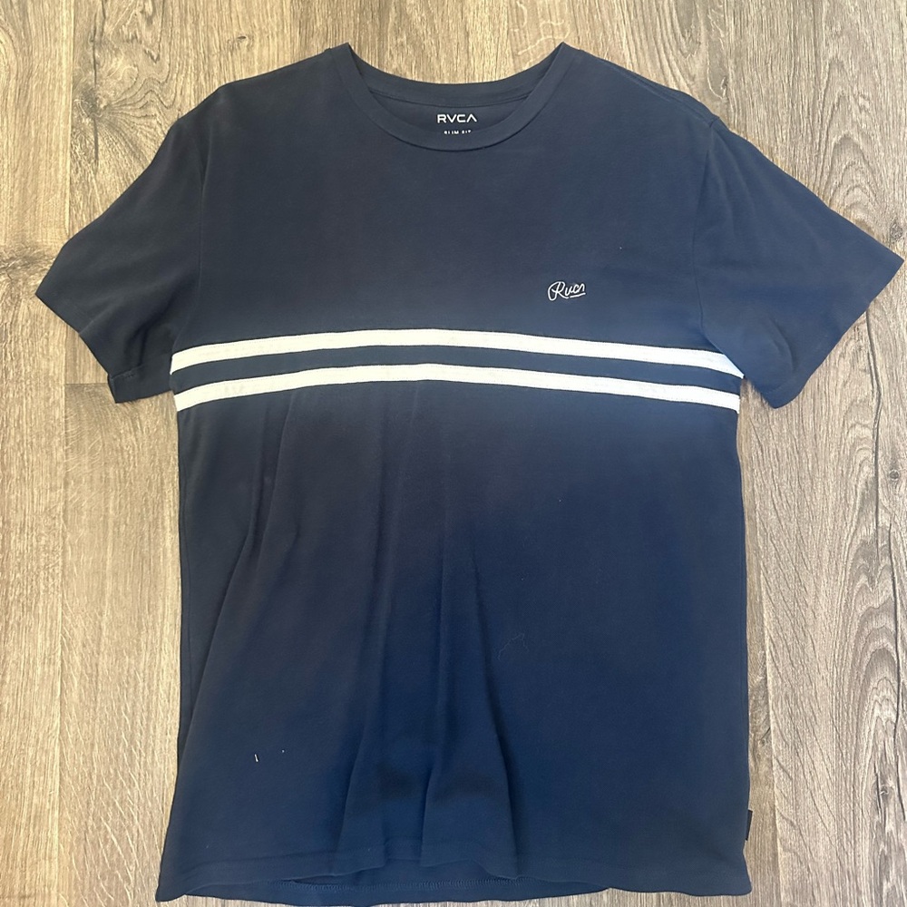 RVCA Dark Blue T-Shirt with White Stripes